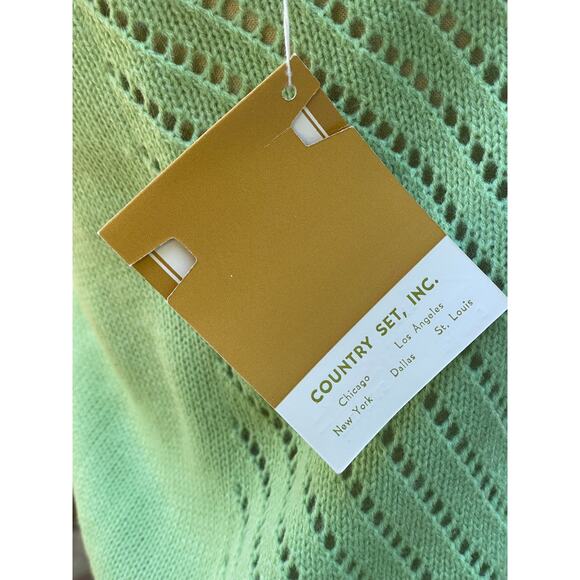 Country Set Womens Sweater Vest Tank Top Green Open Knit V-Neck Ribbed M NWT - Picture 7 of 7